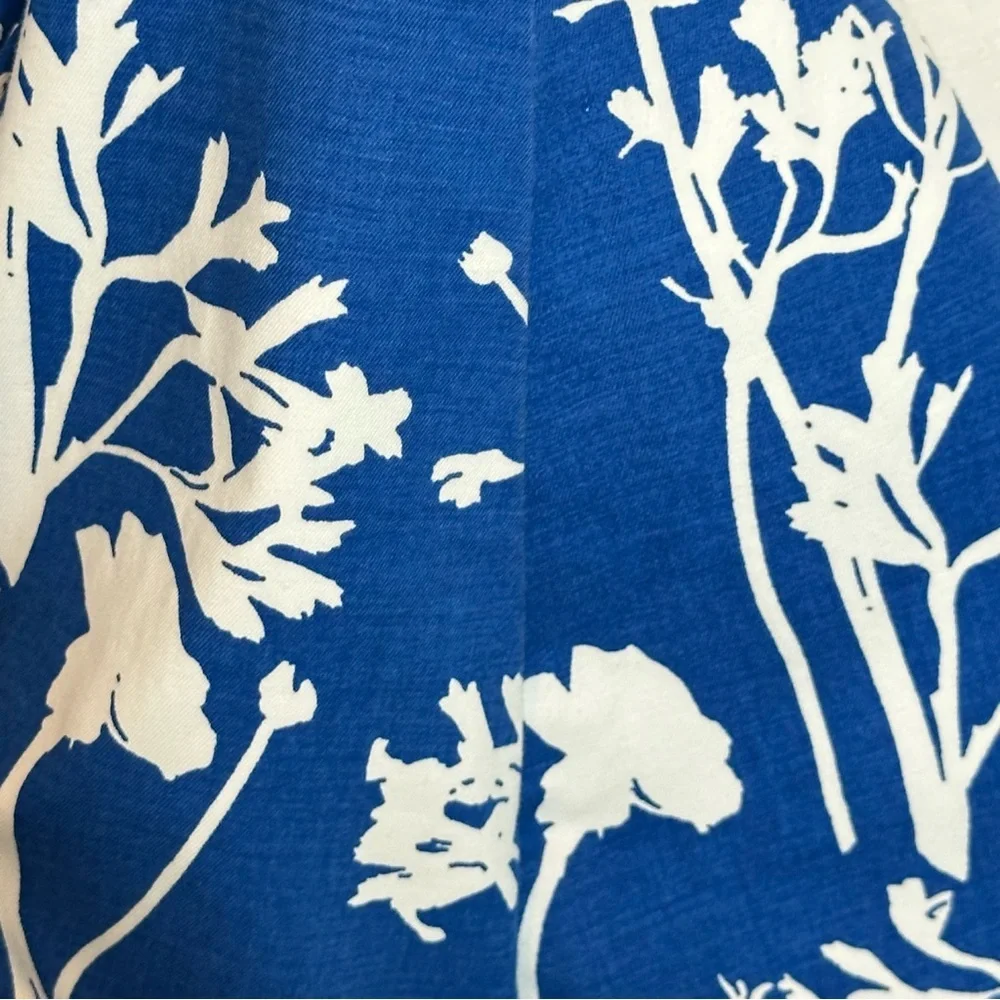 Kate Spade Saturday Blue White Floral Poppy Faux Wrap Dress | 8